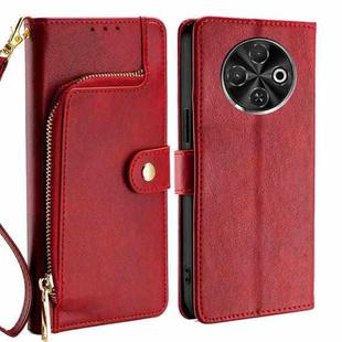 For Tecno Spark 30C 4G Zipper Bag Leather Phone Case(Red)