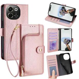 For Tecno Pova 6 Neo 5G Zipper Bag Leather Phone Case(Rose Gold)