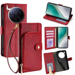For Tecno Camon 40 Premier 5G Zipper Bag Leather Phone Case(Red)
