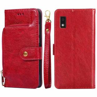 For Sharp Aqous Wish 3 Zipper Bag Leather Phone Case(Red)