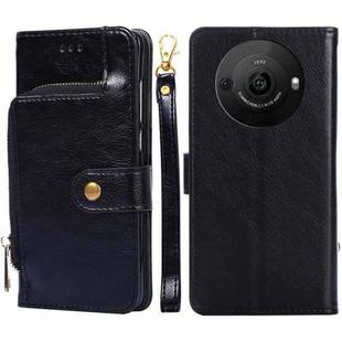 For Sharp Aquos R8 Pro SH-51D Zipper Bag Leather Phone Case(Black)