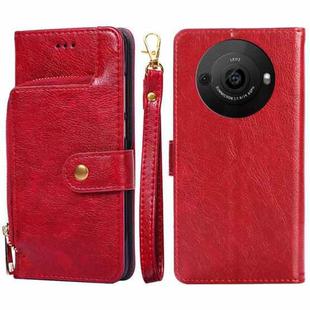 For Sharp Aquos R8 Pro SH-51D Zipper Bag Leather Phone Case(Red)