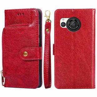 For Sharp Aquos R8 SH-52D Zipper Bag Leather Phone Case(Red)