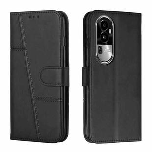 For OPPO Reno10 Pro+ Stitching Calf Texture Buckle Leather Phone Case(Black)
