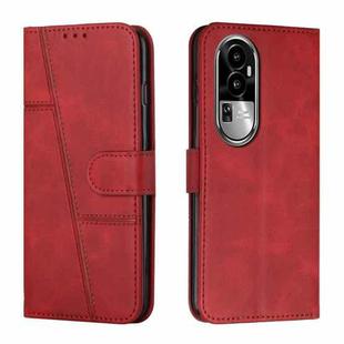 For OPPO Reno10 Pro+ Stitching Calf Texture Buckle Leather Phone Case(Red)