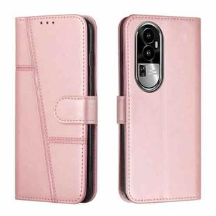 For OPPO Reno10 Pro+ Stitching Calf Texture Buckle Leather Phone Case(Rose Gold)