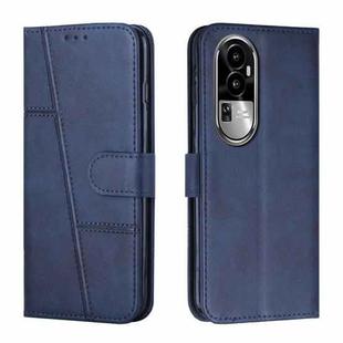 For OPPO Reno10 Stitching Calf Texture Buckle Leather Phone Case(Blue)