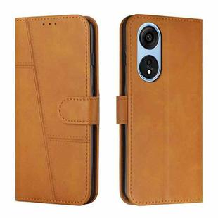 For OPPO A1 Pro/Reno8 T 5G Global Stitching Calf Texture Buckle Leather Phone Case(Yellow)