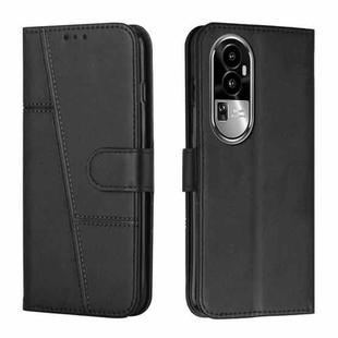 For OPPO Reno10 5G Global/Reno10 Pro 5G Global Stitching Calf Texture Buckle Leather Phone Case(Black)