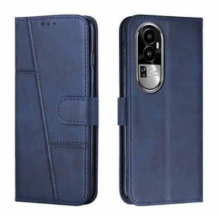 For OPPO Reno10 5G Global/Reno10 Pro 5G Global Stitching Calf Texture Buckle Leather Phone Case(Blue)
