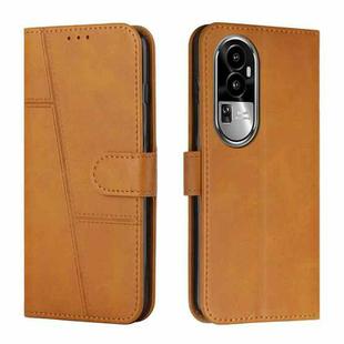 For OPPO Reno10 5G Global/Reno10 Pro 5G Global Stitching Calf Texture Buckle Leather Phone Case(Yellow)