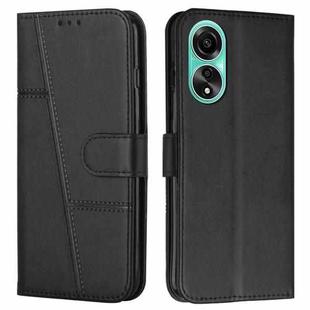 For OPPO A58 4G Stitching Calf Texture Buckle Leather Phone Case(Black)