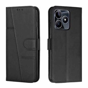 For Realme C53/Narzo N53 Stitching Calf Texture Buckle Leather Phone Case(Black)