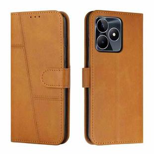 For Realme C53/Narzo N53 Stitching Calf Texture Buckle Leather Phone Case(Yellow)
