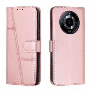For Realme 11 Stitching Calf Texture Buckle Leather Phone Case(Rose Gold)