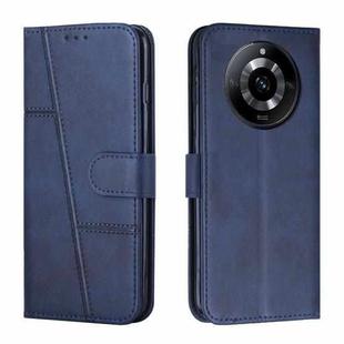 For Realme 11 Pro/11 Pro+ Stitching Calf Texture Buckle Leather Phone Case(Blue)