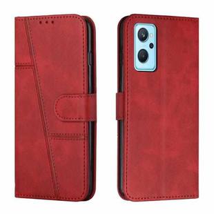 For Realme 9i 5G/V20 5G/V30t/V30 Stitching Calf Texture Buckle Leather Phone Case(Red)