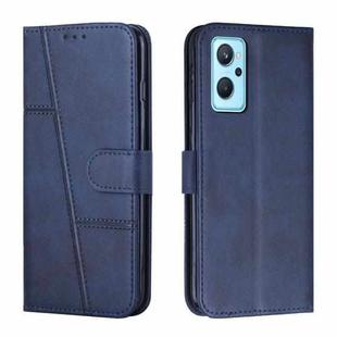 For Realme 9i 5G/V20 5G/V30t/V30 Stitching Calf Texture Buckle Leather Phone Case(Blue)