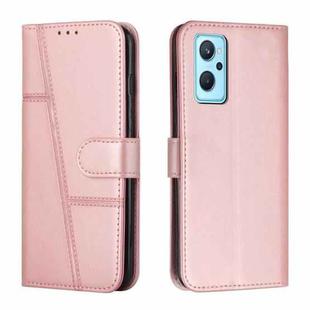 For Realme 9i 5G/V20 5G/V30t/V30 Stitching Calf Texture Buckle Leather Phone Case(Rose Gold)