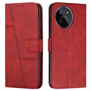 For Realme 11 4G Stitching Calf Texture Buckle Leather Phone Case(Red)