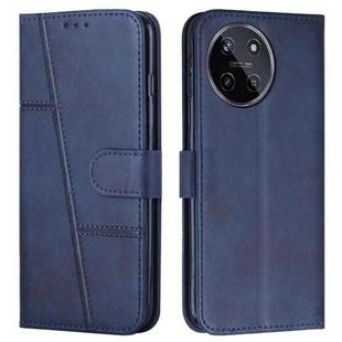 For Realme 11 4G Stitching Calf Texture Buckle Leather Phone Case(Blue)