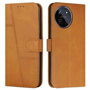 For Realme 11 4G Stitching Calf Texture Buckle Leather Phone Case(Yellow)