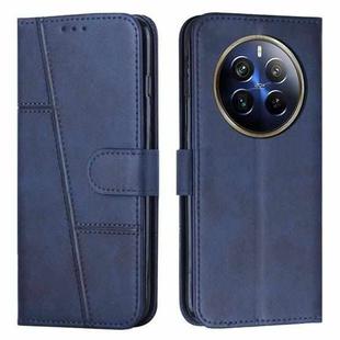 For Realme 12 Pro+ Stitching Calf Texture Buckle Leather Phone Case(Blue)