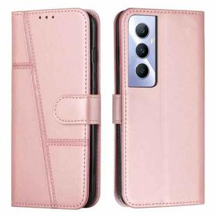 For Realme C65 4G Stitching Calf Texture Buckle Leather Phone Case(Rose Gold)