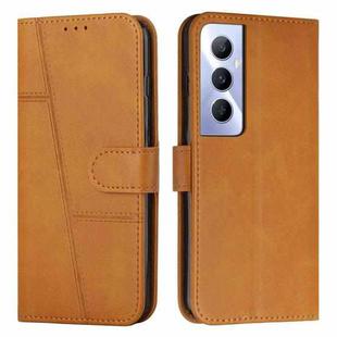 For Realme C65 4G Stitching Calf Texture Buckle Leather Phone Case(Yellow)