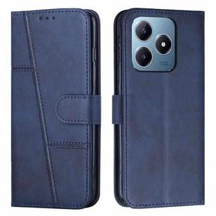 For Realme C63 Stitching Calf Texture Buckle Leather Phone Case(Blue)