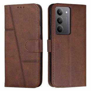 For Realme C75 / V60 Pro Stitching Calf Texture Buckle Leather Phone Case(Brown)