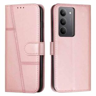 For Realme C75 / V60 Pro Stitching Calf Texture Buckle Leather Phone Case(Rose Gold)