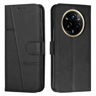 For Realme 14 Pro+ Stitching Calf Texture Buckle Leather Phone Case(Black)