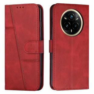 For Realme 14 Pro+ Stitching Calf Texture Buckle Leather Phone Case(Red)
