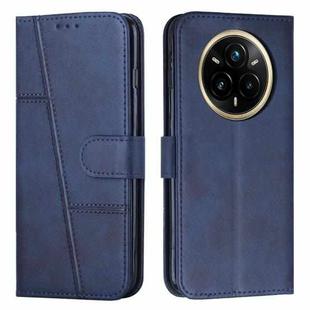 For Realme 14 Pro+ Stitching Calf Texture Buckle Leather Phone Case(Blue)