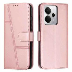 For Realme 14 / P3 5G / 14T 5G Stitching Calf Texture Buckle Leather Phone Case(Rose Gold)