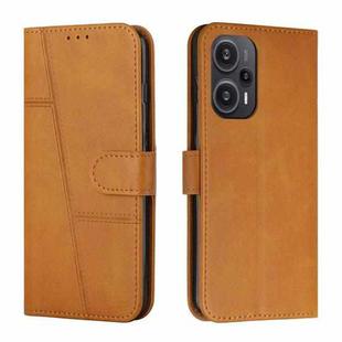 For Xiaomi Redmi Note 12 Turbo/Poco F5 Stitching Calf Texture Buckle Leather Phone Case(Yellow)