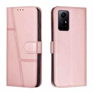 For Xiaomi Redmi Note 12S 4G Global Stitching Calf Texture Buckle Leather Phone Case(Rose Gold)