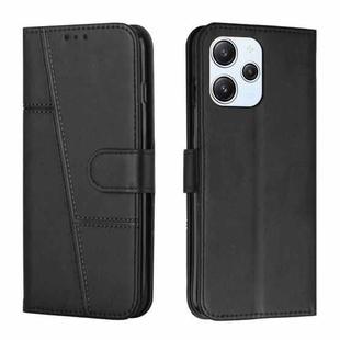 For Xiaomi Redmi 12 4G Stitching Calf Texture Buckle Leather Phone Case(Black)