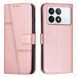 For Xiaomi Redmi K70E Stitching Calf Texture Buckle Leather Phone Case(Rose Gold)