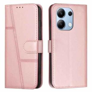 For Xiaomi Redmi Note 13 4G Global Stitching Calf Texture Buckle Leather Phone Case(Rose Gold)