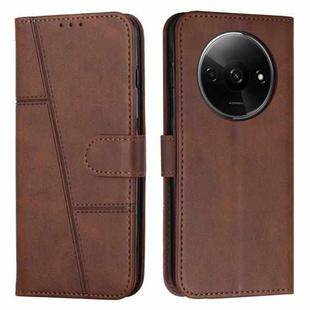 For Xiaomi Redmi A3 Stitching Calf Texture Buckle Leather Phone Case(Brown)