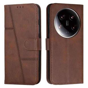 For Xiaomi 14 Ultra Stitching Calf Texture Buckle Leather Phone Case(Brown)