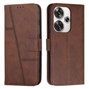 For Xiaomi Redmi Turbo 3 Stitching Calf Texture Buckle Leather Phone Case(Brown)