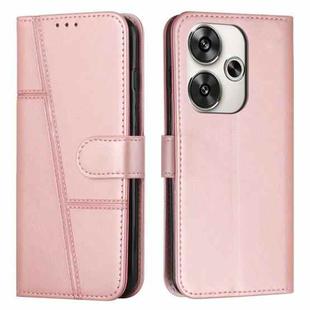 For Xiaomi Redmi Turbo 3 Stitching Calf Texture Buckle Leather Phone Case(Rose Gold)