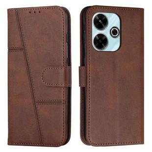 For Xiaomi Redmi  13 4G Stitching Calf Texture Buckle Leather Phone Case(Brown)