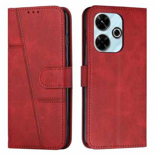 For Xiaomi Redmi  13 4G Stitching Calf Texture Buckle Leather Phone Case(Red)