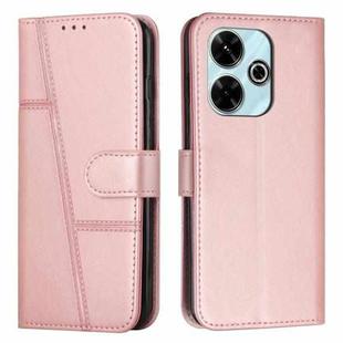 For Xiaomi Redmi  13 4G Stitching Calf Texture Buckle Leather Phone Case(Rose Gold)