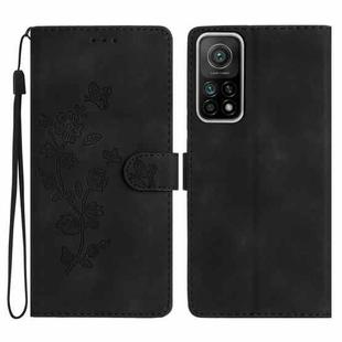 For Xiaomi Mi 10T 5G / 10T Pro 5G Flower Butterfly Embossing Pattern Leather Phone Case(Black)