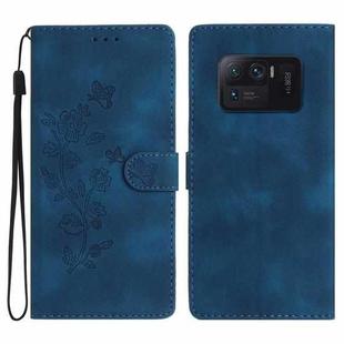 For Xiaomi Mi 11 Ultra Flower Butterfly Embossing Pattern Leather Phone Case(Blue)